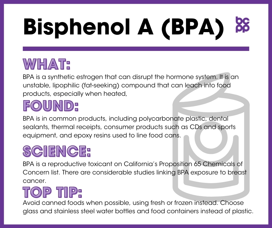 BPA breast cancer prevention tip card infographic
